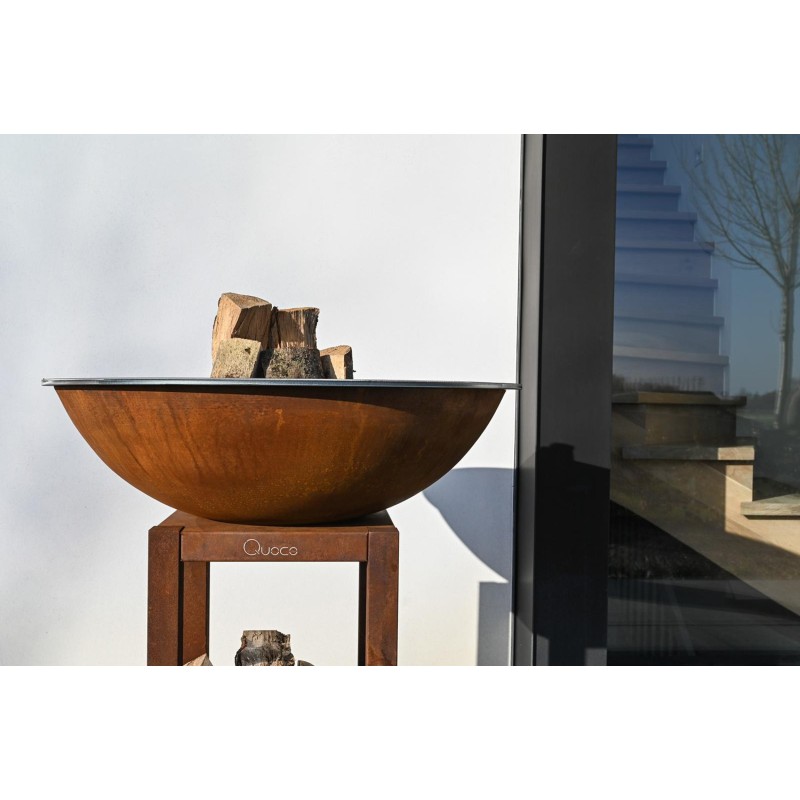 Braciere Quoco Piatto Grande Corten Braciere e Struttura in Acciaio