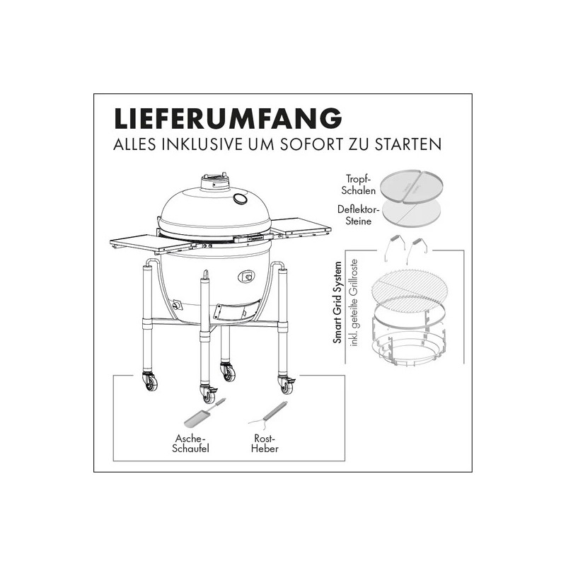 Barbecue Kamado Monolith One.66 (carrello e ripiani inclusi) disegno tecnico