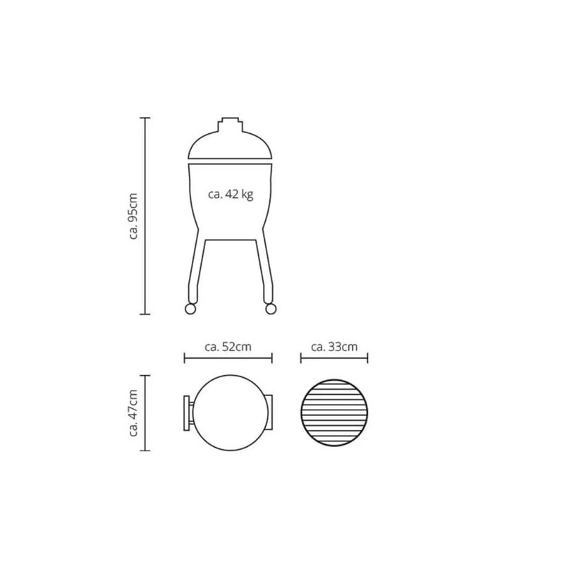 Barbecue Kamado Monolith Junior (con telaio incluso) disegno tecnico 1
