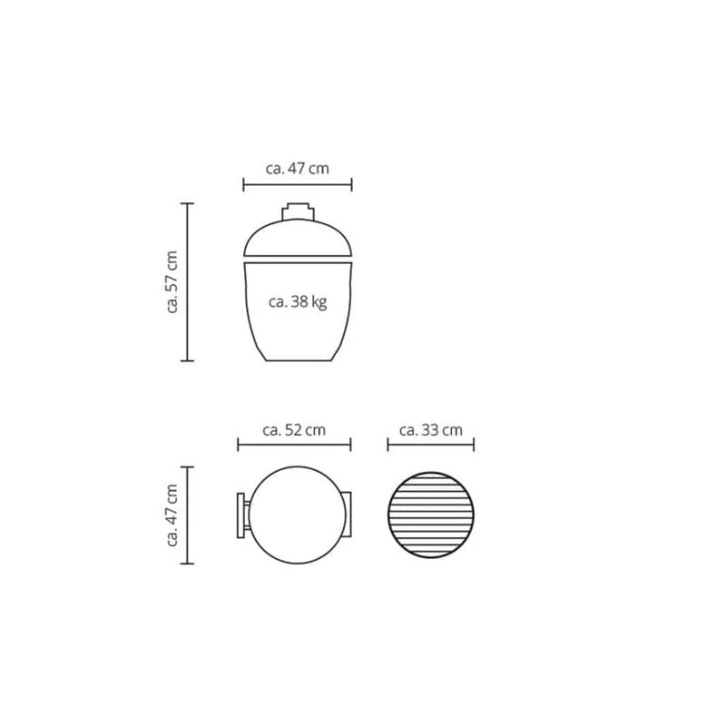 Barbecue Kamado Monolith Junior (con telaio incluso) disegno tecnico 3